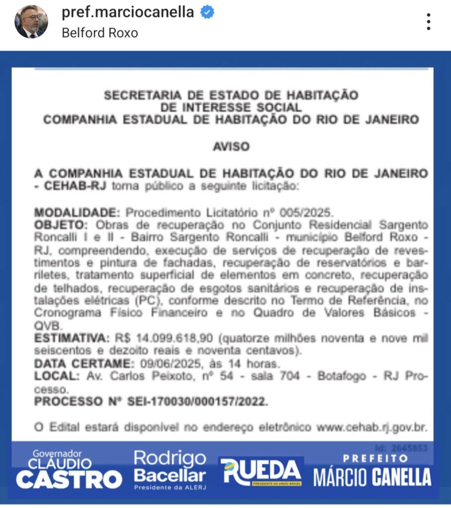 Estado libera mais de R$ 14 milhões para reforma completa dos Conjuntos Habitacionais Sargento Roncalli, em Belford Roxo 1 inshot 20250512 1110249681461022676501900193