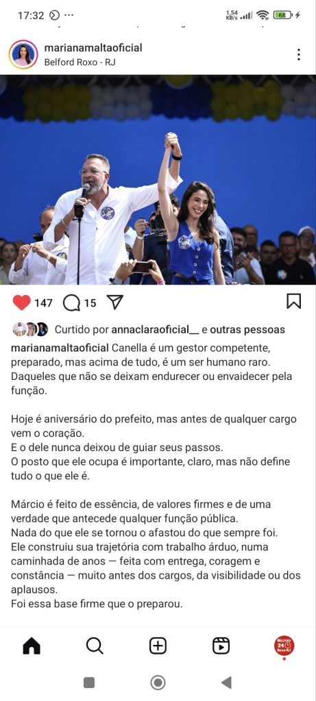 Vice-prefeita homenageia Márcio Canella com mensagem emocionada no Instagram 1 screenshot 2025 06 25 17 32 08 175 com5883202410590573491