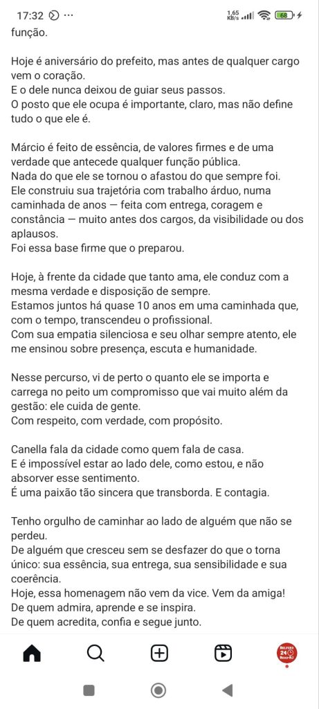Vice-prefeita homenageia Márcio Canella com mensagem emocionada no Instagram 2 screenshot 2025 06 25 17 32 13 556 com1285854657530460704